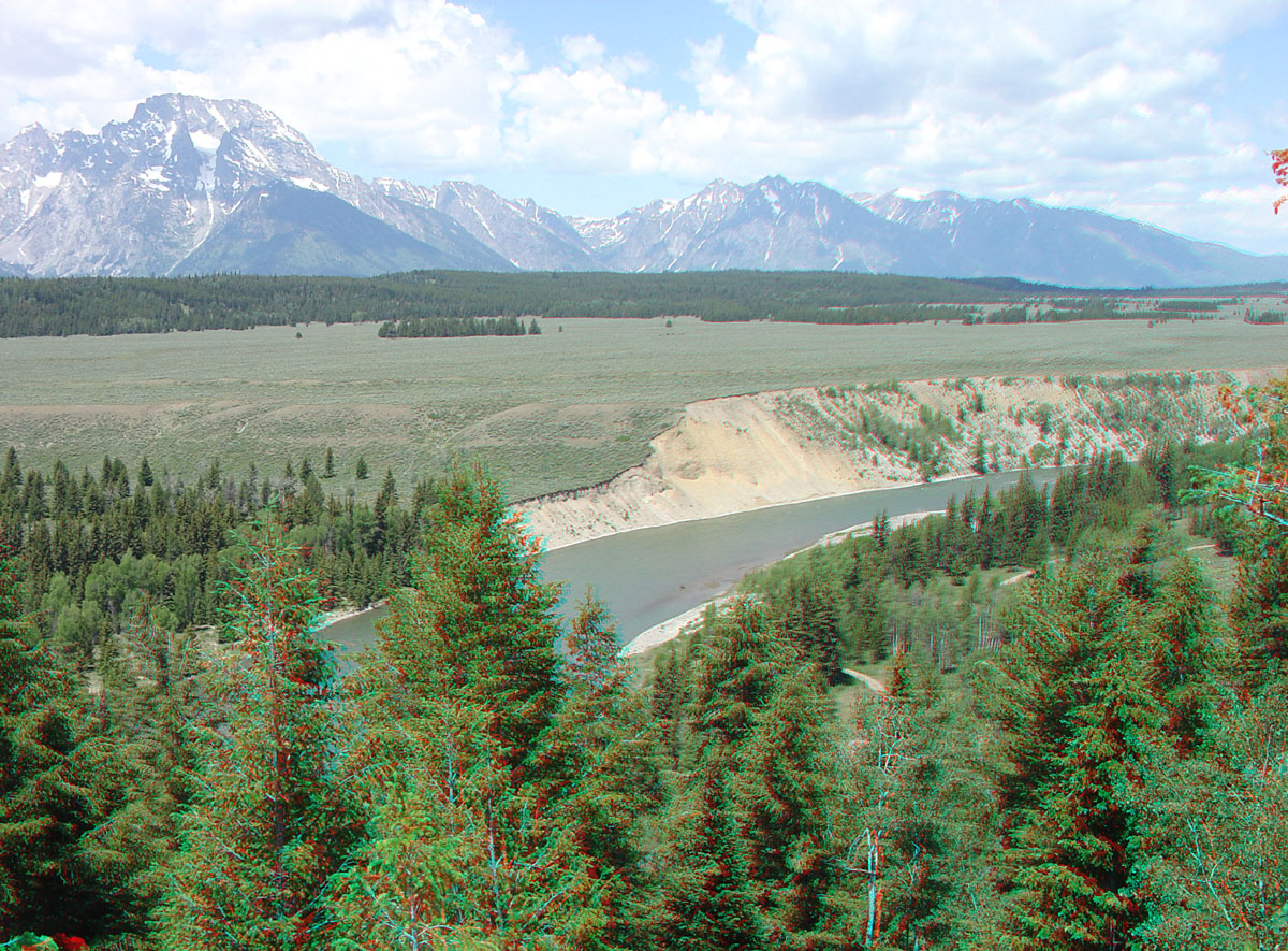 The Snake River winding through Jackson Hole below the Teton Range